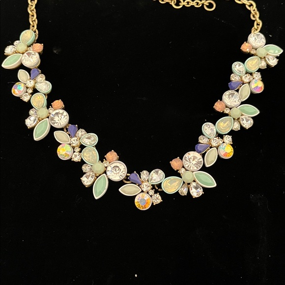 1613 * J.Crew Ombre Brulee crystal foliage statement necklace - Picture 3 of 4